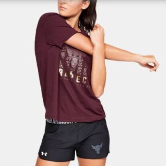 WOMEN’S UNDER ARMOUR GIRLFRIEND PROJECT ROCK TEE TSHIRT “RESPECT” SIZE SMALL - Picture 2 of 4